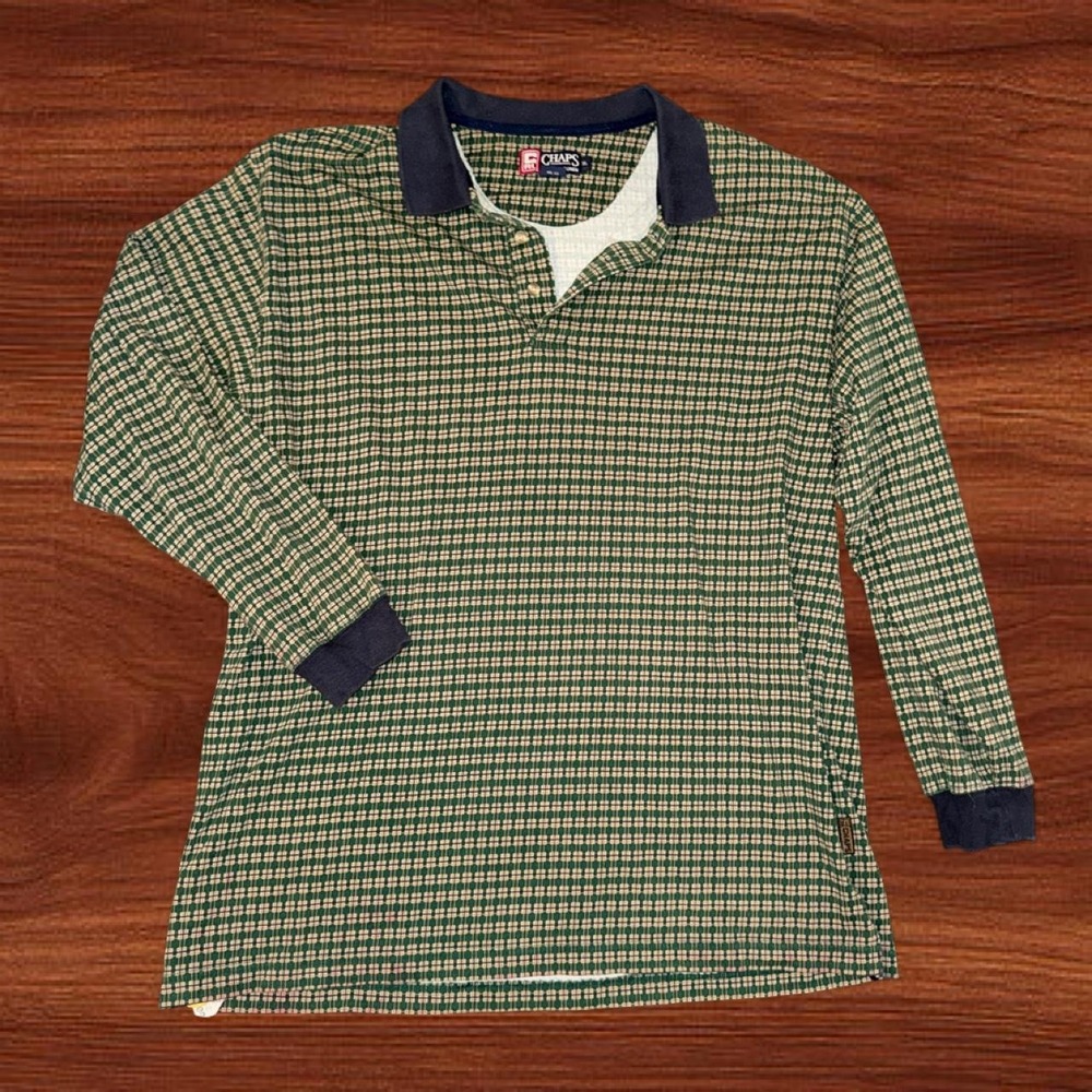 Chaps Ralph Lauren Long Sleeve Polo Shirt Men's XL 100% Cotton